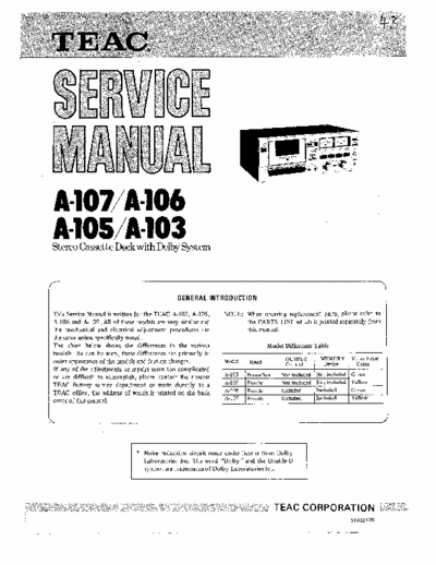 Teac A103, A105, A106, A107 cassette deck