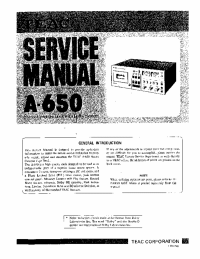 Teac A650 cassette deck