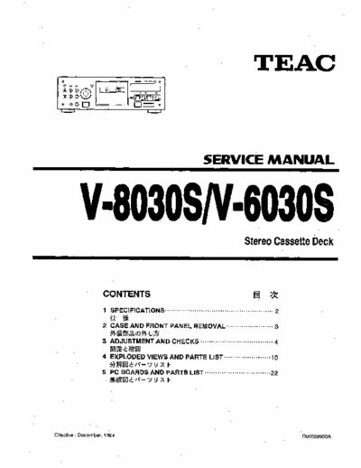 Teac V6030, V8030 cassette deck