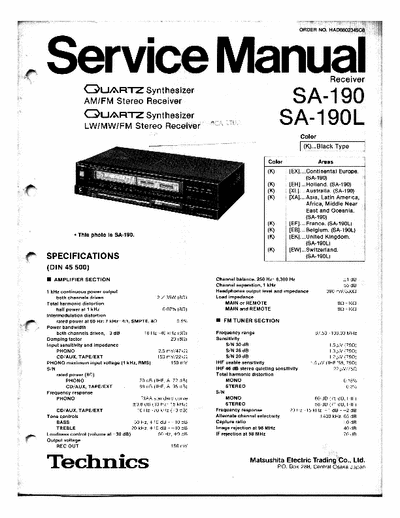 Technics SA190 receiver