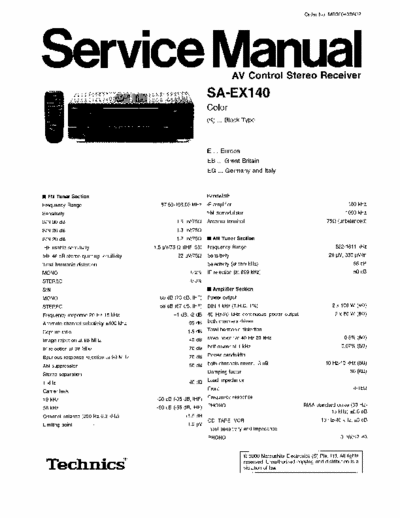 Technics SAEX140 receiver (all files eServiceInfo: //www.eserviceinfo.com/service_manual/datasheets_a_0.html )