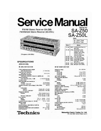 Technics SA-Z50 Receiver Amplifier Service Manual incl Schematic