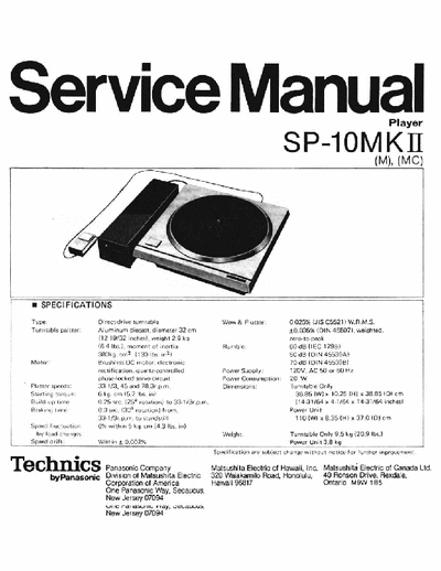 Technics SP10MKII phono