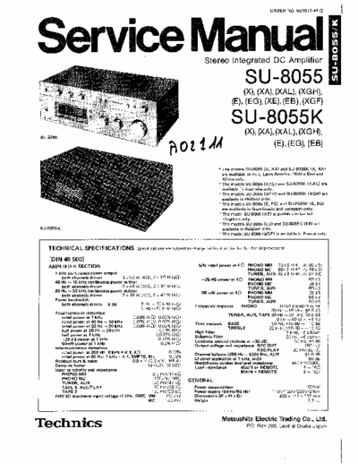Technics SU8055 integrated amplifier (all files eSeviceInfo: //www.eserviceinfo.com/service_manual/datasheets_a_0.html )