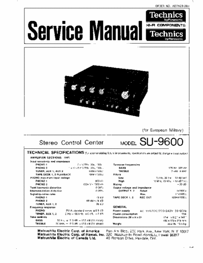 Technics SU9600 preamplifier