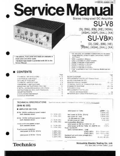 Technics SU-V8 Service Manual & Schmatics