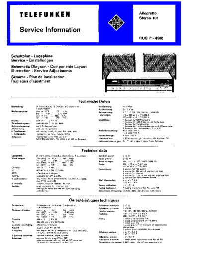 Telefunken Allegretto Stereo 101 service manual