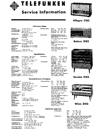 Telefunken Allegro Sonata Wien 2183 Bolero 2182 service manual