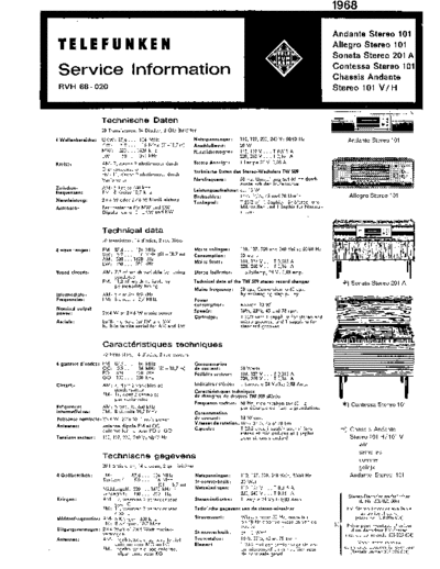 Telefunken Andante Allegro Contessa Stereo 101 service manual