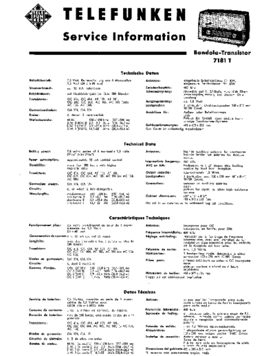 Telefunken Bandola-Transistor 7181 T service manual