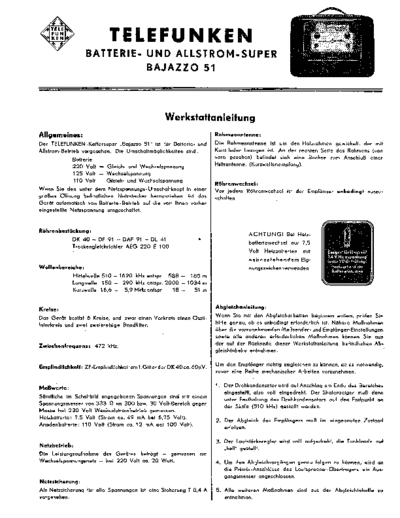 Telefunken Batterie und Allstrom-Super Bajazzo 51 service manual