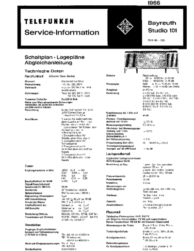 Telefunken Bayreuth Studio 101 service manual