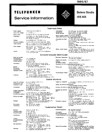 Telefunken Bolero Studio 105 MX service manual