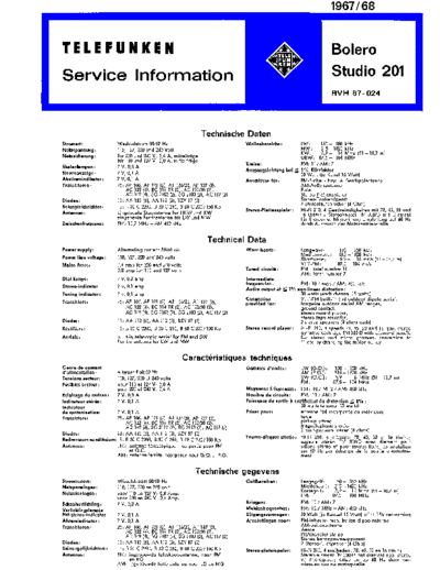 Telefunken Bolero studio 201 service manual