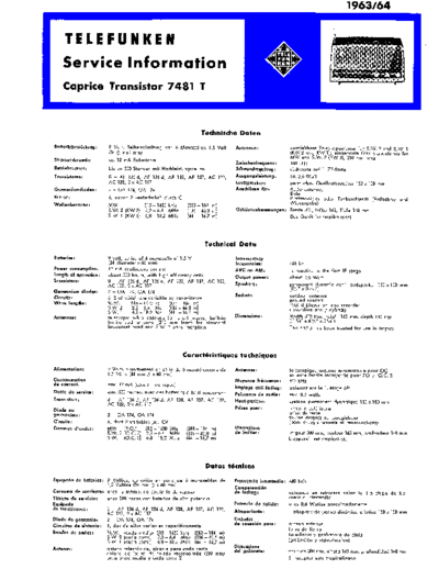Telefunken Caprice 7481 T service manual
