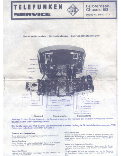 Telefunken Chassis 512 Telefunken Chassis 512 (RIZ Tip 512) (Service Manual)