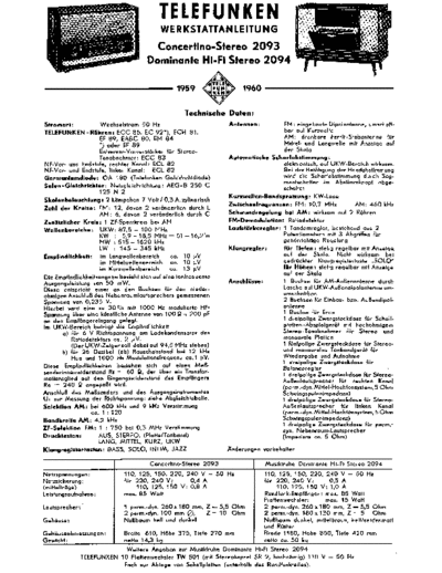Telefunken Concertino-Stereo 2093 Dominante HiFi Stereo 2094 service manual