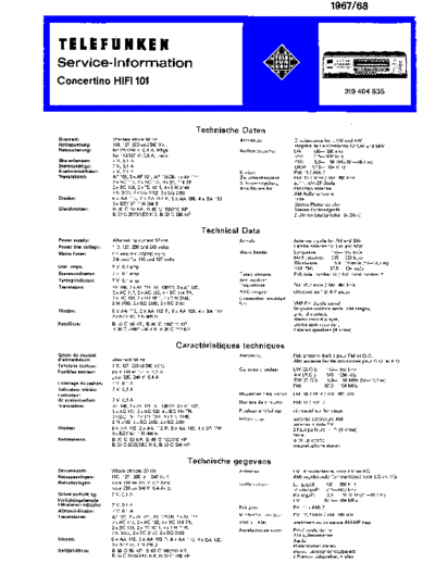 Telefunken Concertino hifi 101 service manual