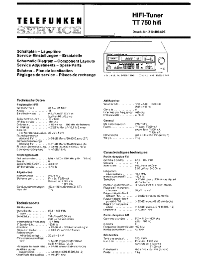 Telefunken HiFi-Tuner TT 750 hifi service manual