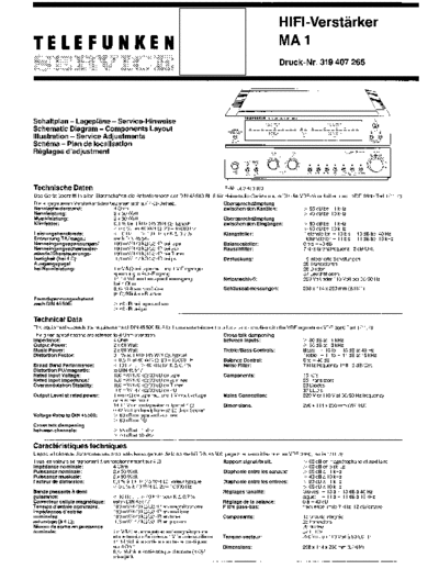 Telefunken HiFi-Verstaerker MA 1 service manual