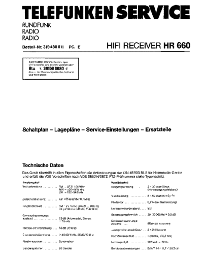 Telefunken hifi receiver HR 660 service manual