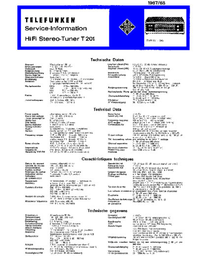 Telefunken HiFi Stereo Tuner T 201 service manual