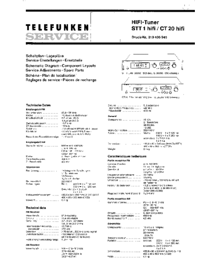 Telefunken HiFi-Tuner STT 1 CT 20 hifi service manual