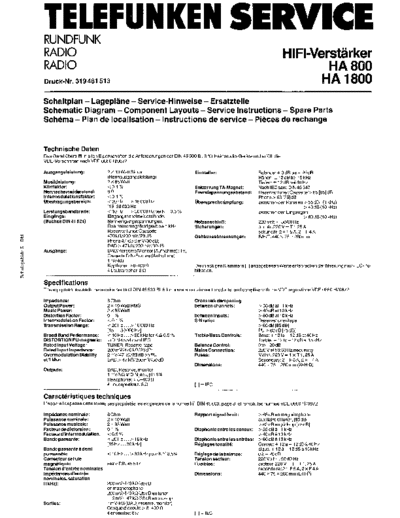 Telefunken HA 800 HA 1800 service manual