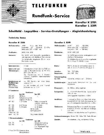 Telefunken Kavalier K , L 3291 service manual