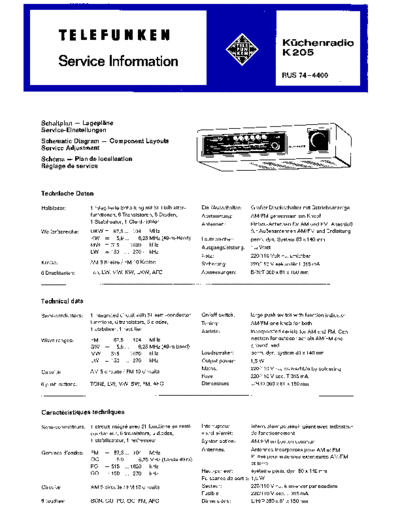 Telefunken Kuechenradio K 205 service manual