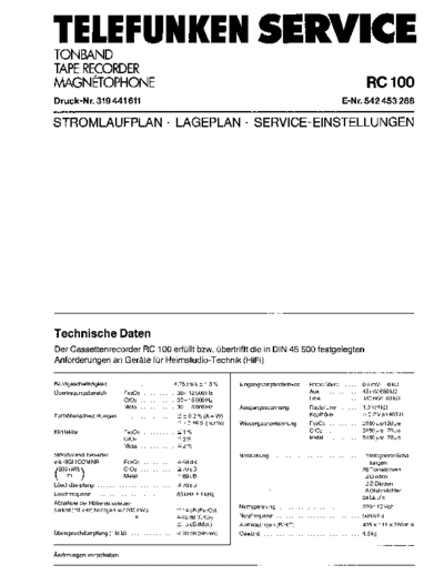 Telefunken Magnetophon RC 100 service manual