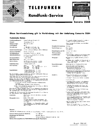 Telefunken Musiktruhe Sonata 2284 service manual