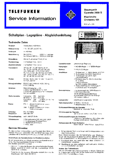 Telefunken Operette 2650 S Orchestra 101 service manual