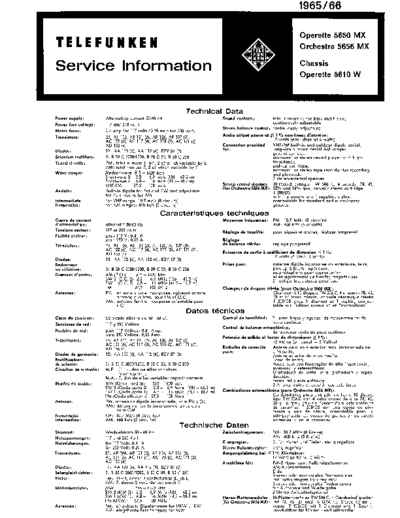 Telefunken Operette 5650 Orchstra 5656 service manual