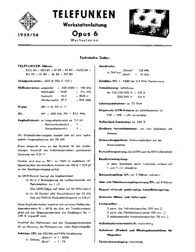 Telefunken opus 6 service manual