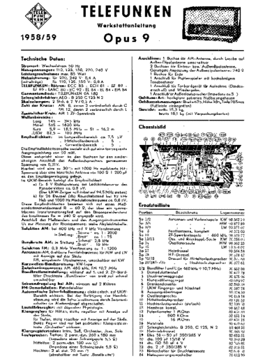 Telefunken Opus 9 service manual