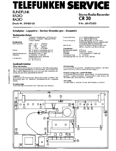 Telefunken Stereo Radio Recorder CR 30 service manual