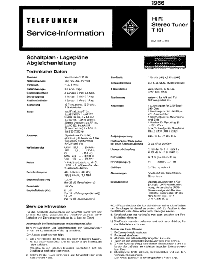 Telefunken Stereo Tuner T 101 service manual