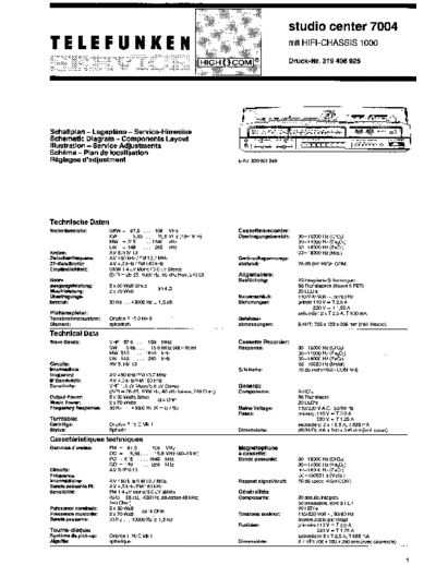 Telefunken Studio Center 7004 service manual