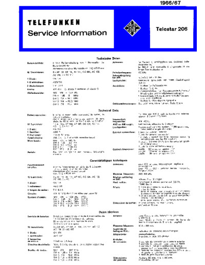 Telefunken Telestar 206 service manual