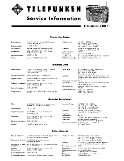 Telefunken Transistar 7181T service manual