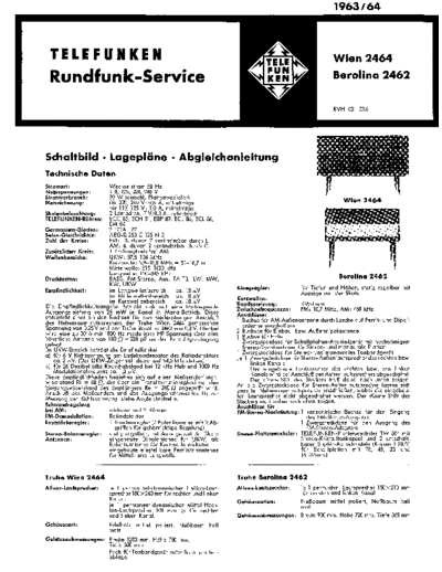 Telefunken Wien 2464 Berolina 2462 service manual