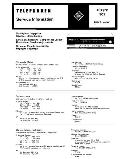 Telefunken allegro 301 service manual