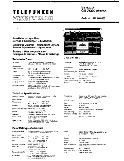Telefunken bajazzo CR 7000 stereo service manual