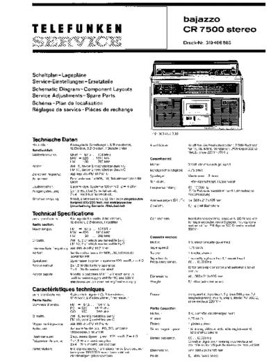 Telefunken bajazzo CR 7500 stereo service manual