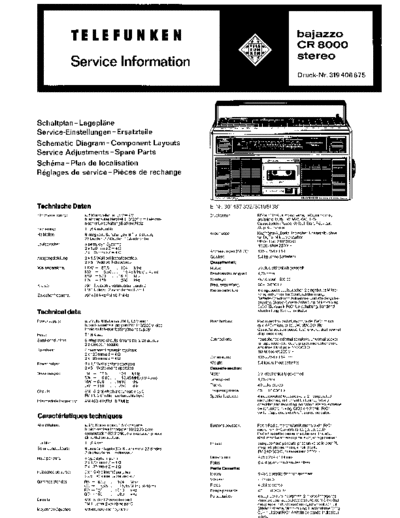 Telefunken bajazzo CR 8000 stereo service manual