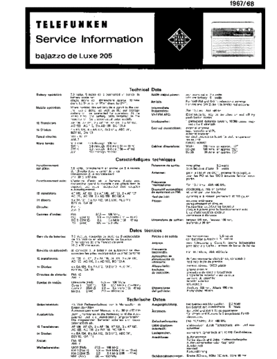 Telefunken bajazzo de Luxe 205 service manual