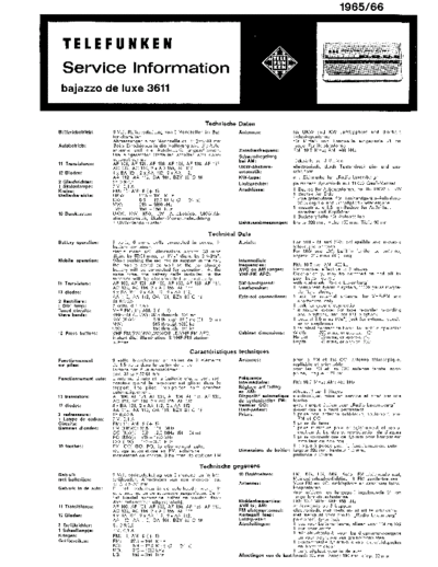 Service Manual-Anleitung für Telefunken Bajazzo de Luxe 3611 