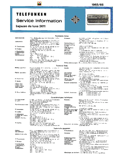 Telefunken bajazzo de luxe 3611 service manual