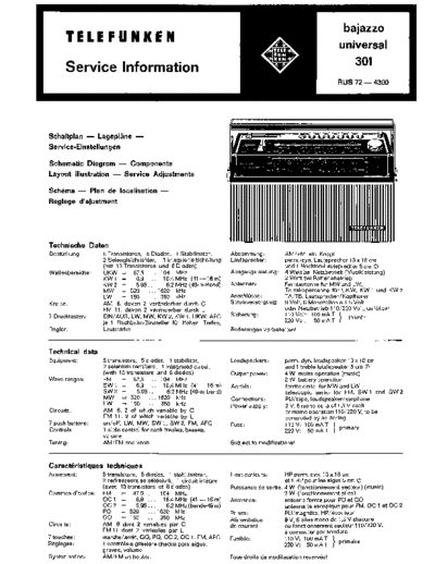 Telefunken bajazzo universal 301 service manual